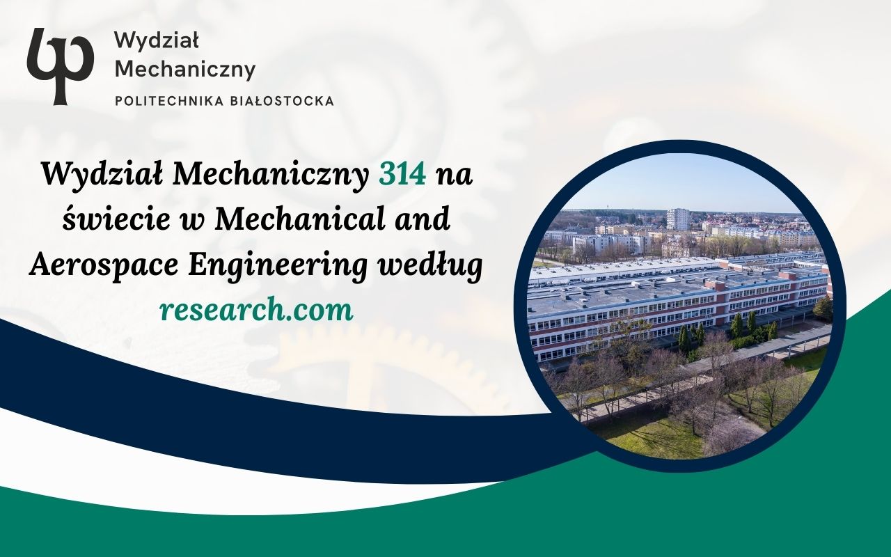Wydział Mechaniczny 314 na świecie w Mechanical and Aerospace Engineering według research.com