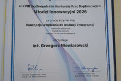 XVIII Ogólnopolskim Konkursie Prac Dyplomowych „Młodzi Innowacyjni 2026